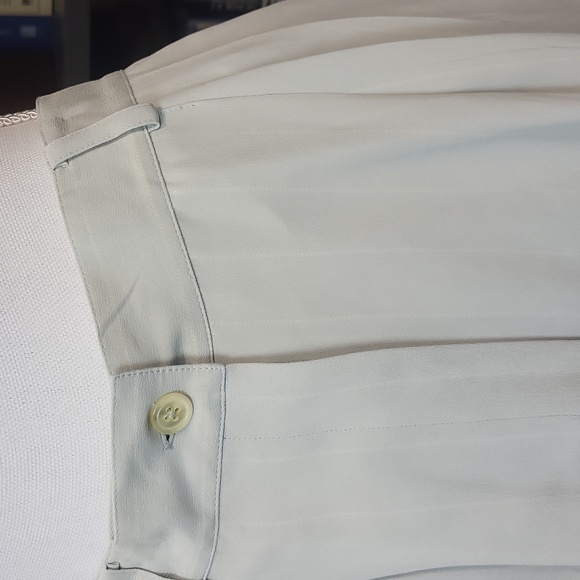 LAUREN RALPH LAUREN Pale Blue White Pinstripe Silk Shelter Island Pants Trousers - Picture 4 of 16